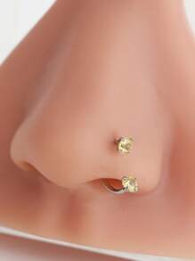 1 pieza Accesorio de acero inoxidable con piedras de circonita cúbica desmontable, de forma exagerada y elegante, de varios colores, para perforación corporal de moda minimalista para mujeres, anillo de nariz en forma de C, 1.0mm, adecuado para regalos de cumpleaños, festivos, fiestas y uso diario