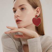 手工制作的轻质种子珠波西米亚风心形耳环，彩色串珠耳环，是送给女性、女孩和节日的完美礼物