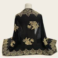 1 Pc Women's Lightweight Breathable Embroidered Scarf, Fashionable Elegant Versatile Headscarf/Shawl With Fine Embroidery Details, Suitable For Outings, Festivals, Vacations, Keeping Warm, Sun Protection, Decoration