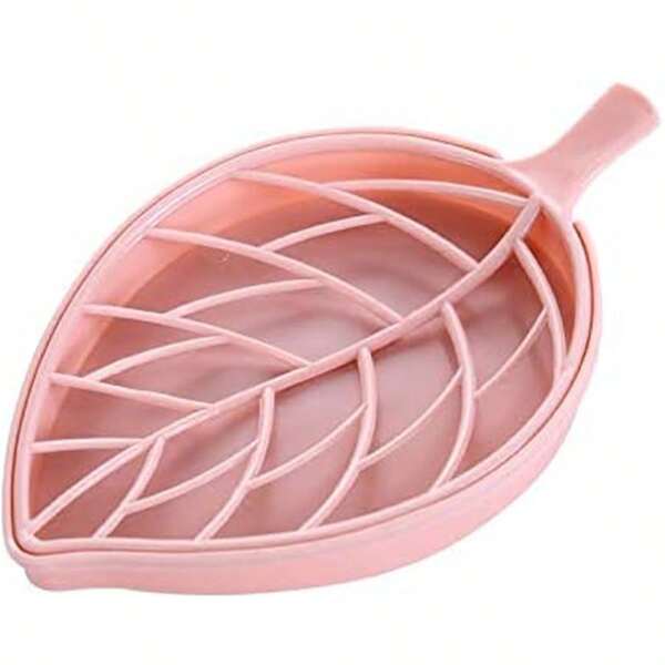 2 piezas/1 pieza Jabonera con bandeja de drenaje con forma de hoja, caja de jabón de moda, apta para ducha, cocina