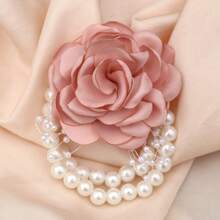 1 st. Koreaanse stijl kralen imitatie champagne roos elegante pols bloem, geschikt voor bruiden, bruidsmeisjes, vrienden op bruiloften, Valentijnsdag, feesten