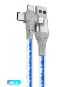 Câble de chargeur de téléphone lumineux, câble de chargement multicolore à LED RVB avec éclairage progressif, câble de chargement rapide USB C, câble chargeur universel 3 en 1 adaptateur micro USB Type-C 1 m / 2 m