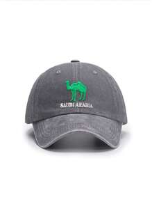 1顶绿色驼色刺绣女士棒球帽，沙特阿拉伯水洗面料，透气柔软，复古简约时尚，可调节帽带，休闲旅行帽，女士配饰，防晒帽 - 綠駱駝 - 查看 16