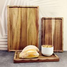 1 pieza Bandeja de servir de madera rústica, plato de aperitivos ondulado de 13.3in/10.2in, apropiado para cena, té, bar, desayuno o cualquier tipo de bandeja de comida, aplicable para fiestas, bar, restaurante, cocina, cama, boda, Navidad, Día de San Valentín, Día de la Madre, Halloween, regalo para mamá, regalo para amigos