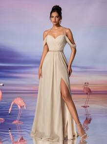 Women's Spaghetti Strap High Slit Formal Evening Gown, Suitable For Formal Galas, Wedding Guest, Holiday Parties, Graduation Dances, Cocktail Events, Dates, Vacations And Bridesmaid Dresses, Party Dress