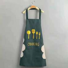 1 pièce Tablier vert, tablier de cuisine imperméable et résistant à l'huile, tablier de cuisine à essuyer-main avec poche pour téléphone