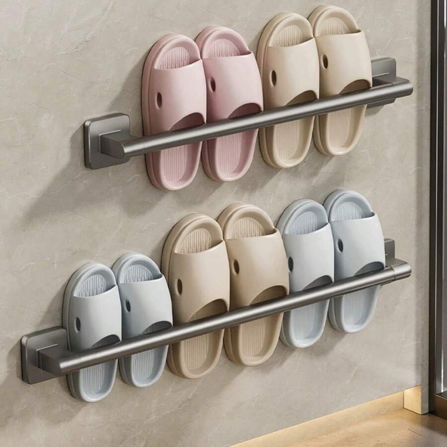 Bathroom Slipper Rack Without Punching, Bathroom Storage Rack, Shoe Wall Storage, Toilet Wall Mounted Shoe Rack, Drain Rack - Multicolor - View 1