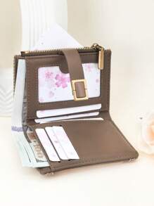 Women's Bifold Short Wallet Fashion Textured Straw Weave Multi-Function Card Holder Coin Purse Elegant Snap Closure Spacious Design For Young Students Convenient Portable Gift For Holidays For Women Wallet Mini Wallet Purse Wallet Small Wallet - Brown - View 8