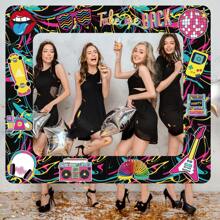 1 PC Inflatable Selfie Frame,75*65 Party Photo Props,Retro Fluorescent Inflatable Party Photo Booth Frame For Women Men Birthday Party Inflatable Picture Frame Prop Birthday Party Decorations