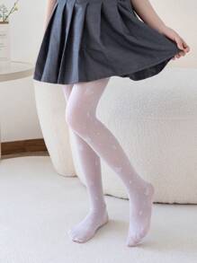 1/3pcs Kids Spring/Summer Pantyhose, Cartoon Butterfly Print, Classic Black, White, Skin-Color, Suitable With JK Skirt For Daily Wear - Multicolor - View 16