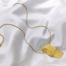 1PC/Stainless Steel Block Necklace DIY Geometric Rectangular Ornament Pendant Collarbone Chain - Rectangle Necklace - View 5