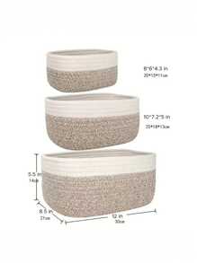 1pc Oval Storage Basket, Rope Woven Basket, Home White And Mixed Color Handmade Basket, Kitchen, Bathroom, Miscellaneous Items, Snack Basket, Home Organization And Storage Supplies For Kitchen Bathroom Bedroom Living Room Dorm Office Desk, Home Decor