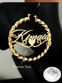 Pendientes de aro con nombre personalizado, pendientes de aro con nombre retorcido, pendientes de aro grandes, pendientes con nombre en oro, joyería personalizada, pendientes de bambú, regalo de joyería personalizada, pendientes con nombre en oro, pendientes con nombre de mujer, regalo para ella, para esposa, para hermana, para novia