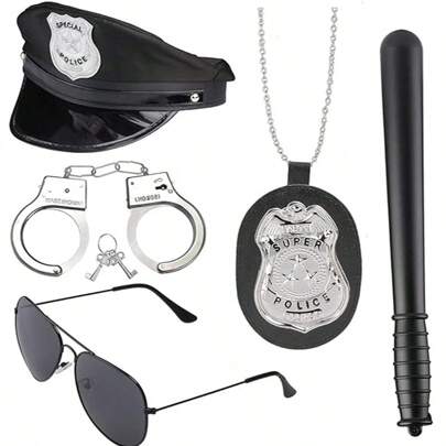 全新角色扮演化妆道具 Beelittle 警察制服配饰帽子手铐警察徽章警察特警角色扮演