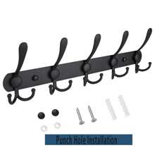 Muurhaken zonder boren/boren, aan de muur te bevestigen kledinghangerstangen - 1 pak roestvrijstalen kledinghangers - Zware muurhangers - Voor hoeden, handdoeken, badjassen, jassen, badkamerrekken