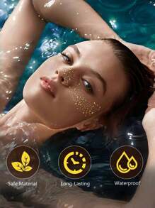 6 Sheets Gold Freckles Temporary Face Tattoos, Glitter Freckles, Sparkle Freckles, Waterproof Gold Face Makeup Freckle Tattoo, Holiday Party For Women Girls