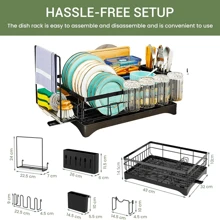 NetHong Steel Dish Drainer Rack With Drip Tray Cutlery Holder Plate Rack Kitchen Sink - Black B - View 8