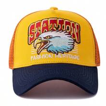 JZML 1pc Men's Letter & Eagle Embroidered Trucker Cap