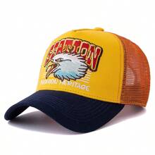 JZML 1pc Men's Letter & Eagle Embroidered Trucker Cap