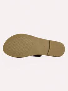 Women's Summer Flat Sandals Casual Slide Sandals Two Band Slip On Sandals Fashion Almond Toe - màu nâu - Xem 4