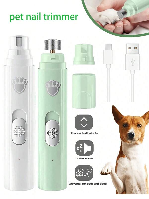 1pc Pet Nail Grinder, USB Rechargeable, 2 Adjustable Speeds (5000rpm, 7500rpm) Super Quiet Nail Grinder, Cat & Dog Nail Trimming Tool, Suitable For Nail Care Of Small And Large Pets, Beauty Tool For Dogs' And Cats' Nails.