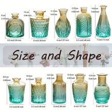 10 piezas Floreros pequeños vintage con relieve degradado, decoración central, para escritorio, boda, regalo de inauguración de casa (Amarillo-Verde)