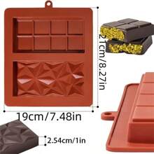 1PC 3D Diamond Shaped Silicone Chocolate Mold, Dessert Candy Baking Tool Dubai Chocolate Bar, For Making Hot Chocolate Bombs, Cakes, Jellies, Dome Mousse, Fudge, Kitchen Accessories