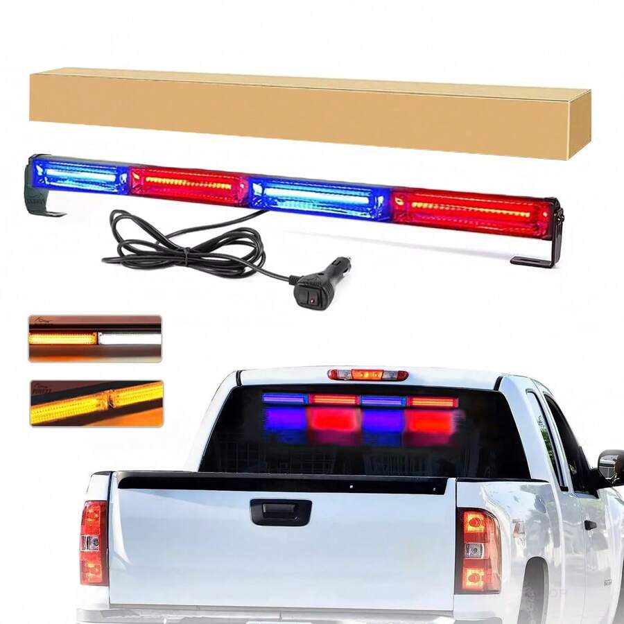 24 Inch 40W COB Police Strobe Light Bar, Universal COB Police LED Strobe Light Bar, 17 Flash Modes, Warning Strobe Light Bar - 紅藍 - 查看 1