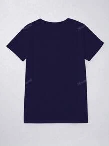 Camiseta de manga corta y cuello redondo casual para mujer