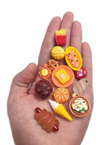 50pcs Mini Simulation Food Beverage Mixed Resin Food - Mini Kitchen Pretend Game Adult Mini Food Set (Random)