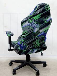 4pcs/Set Stylish Printed Gaming Chair Covers, Milk Silk Elastic Detachable & Washable Computer Chair Slipcovers, Suitable For Office, Bar, Bedroom, Gaming Chair, Home Decor