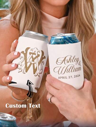 Set de 5 enfriadores personalizados para latas de boda, portavasos monogramados personalizados, recuerdos de recepción de boda, regalo de fiesta de boda, enfriadores de latas de boda personalizados, abrazaderas personalizadas para bodas o fiestas de compromiso modernas, enfriadores de latas de boda personalizados, recuerdos de boda, aislantes de bebidas, portacervezas, enfriador de cervezas, enfriadores de latas de boda personalizados, brindis de boda, barra de recepción personalizada, recuerdos de boda con monograma