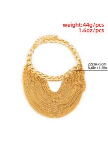 1 szt. Wielokolorowa bransoletka na kostkę w stylu hip-hopowym dla kobiet, przesadna geometryczna bransoletka na kostkę z metalowym łańcuszkiem, jednolity kolor ze stopu cynku, seksowny design