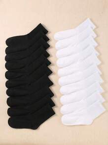 10 Pairs Children/Teens Plain Color High Elasticity Mid-Calf Casual Socks, Spring/Autumn - Multicolor - View 2