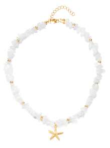 1pc Natural Stone & Seashape Pendant Necklace, Suitable For Beach, Holiday And Summer Seaside Travel - White - View 3