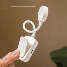 1pc White Clip-On Mini Table Lamp, Eye-Care, Rechargeable, 3 Color Temperatures, Stepless Dimming, Suitable For Bed Reading - Mini Lightweight Clip-On Reading Light