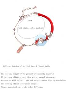 1 szt. Amulet ryby Koi Czerwona bransoletka z liny, bransoletka z zawieszką na szczęście, prezent urodzinowy dla dziewczyny