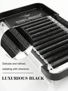 Winky Beauty W Shape Eyelashes Extension D Curl Individual Handwoven Auto Flowering Premium Premade Volume Fans Faux Mink Fluffy Lash Soft Light Natural Supplies 0.07mm Automatic Bloom Matte Black Cluster Lashes Wholesale For Lash Artist Beauty Salon 12 Rows 8-15mm