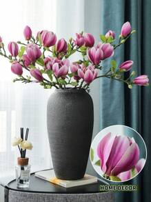 3PCS, Modern Faux Magnolia - Soft Touch Fake Flower Decorations For Weddings, Valentines, Home And Holiday Decorations - Elegant DIY Table Centerpieces Gifts Birthday Graduation