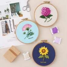 1 Set Hand-Embroidery DIY Craft Kit, Beginner Embroidery Materials Package For Making Small Embroidered Items As Gift For Mother, Friend, Embroidery Decoration For Clothing, Bags, Hats