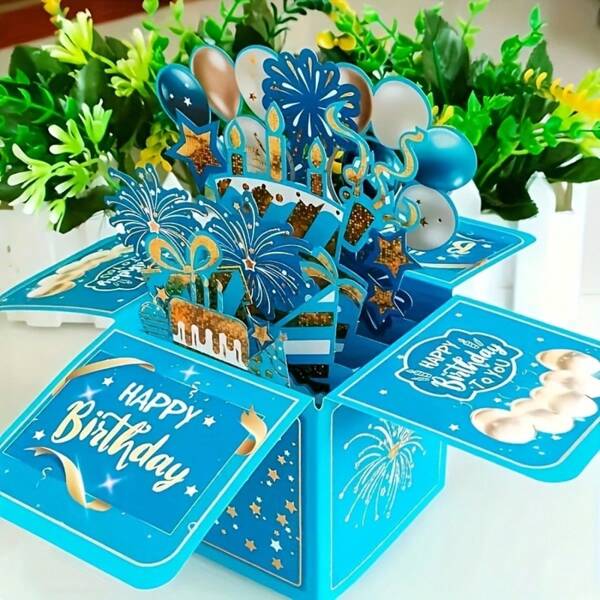 Unique 3D Pop-Up Birthday Card Box With Envelope And Note - Handcrafted Laser Cut Paper Sculpture Design - Personalized Pop-Up Greeting Card Suitable For Family, Friends And Loved Ones - Ideal For Birthday Celebrations,Back To School,School Supplies