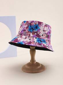 1pc Women's Floral Tie-Dye Print Polyester Bucket Hat, Suitable For All Seasons Sun Protection Accessory - One Size - View 9