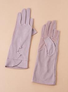 1 双女士超长珍珠防晒防滑露指手套，休闲波西米亚风派对可爱街头优雅荷叶边骑行手套，适合单身派对、生日、社交活动、日常穿着、春夏 - 彩色 - 查看 10