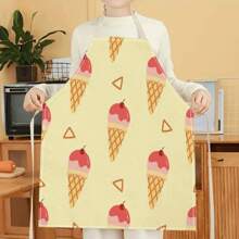 1pc Ice Cream Popsicle Ice 3D Pattern Linen Apron For Home Cooking, Kitchen Wear, And Cooking Enthusiasts - Multicolor - View 2