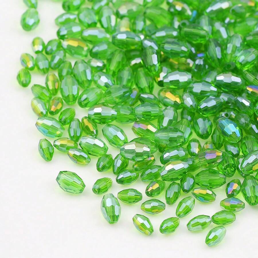 100/200pcs 4x6mm/6x8mm Green Seed Shaped AB Coated Glass Beads For Jewelry Making DIY Accessories Handcraft