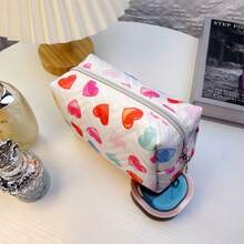 Túi đựng đồ trang điểm hình trái tim màu tối giản để đựng mỹ phẩm khi đi du lịch, xách tay và dung tích lớn - Nhiều màu - Xem 8