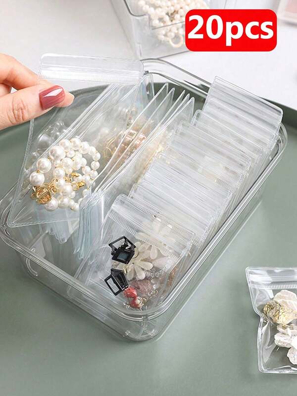 20 Stücke herzförmige PVC (Polyvinylchlorid) Schmuckorganisationsboxen, Ohrring, Halsketten, Armband Aufbewahrungstaschen mit Antiox idationsschutz