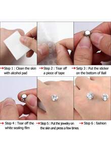 20Pcs Fake Belly Piercing Cubic Zirconia Belly Button Rings Ear Lip Eyebrow Nose Studs Fake Piercing Jewelry
