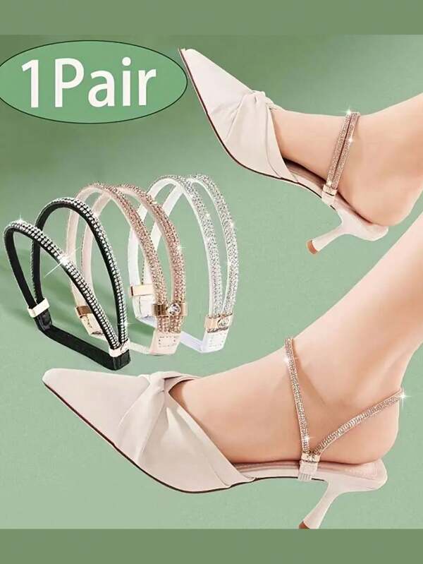 2 pièces Sangles pour chaussures à talons amovibles, sangles pour chaussures à talons, ceinture de cheville femme avec cristaux et strass, accessoires anti-lâche pour maintenir les lacets de chaussures à talons hauts lâches