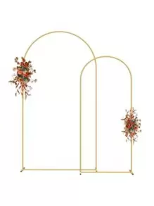 2 件/3 件金色拱门背景架，花园拱门装饰 2 件套，（7.2 英尺，6 英尺）金属拱门架适用于毕业典礼花园花卉生日派对夏季礼物婚礼海滩返校学校用品房间装饰